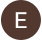 The letter e in a circle with a brown background